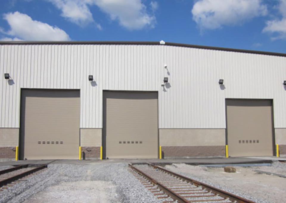 Exterior of the maintenance building