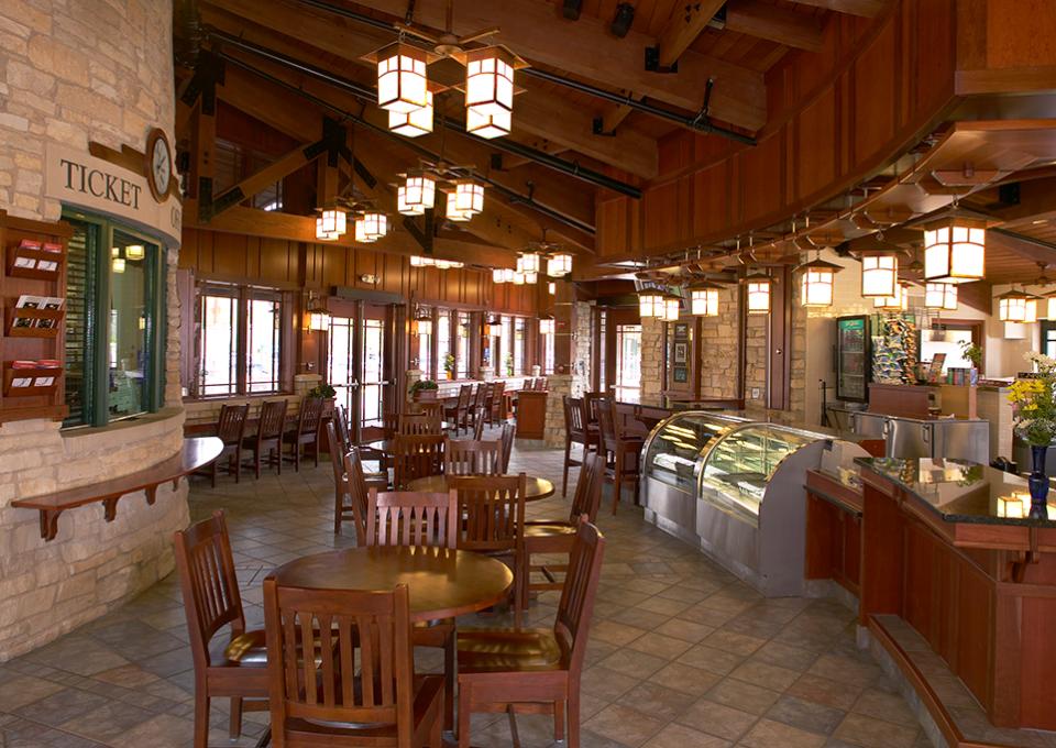 Interior of passenger station restaurant.
