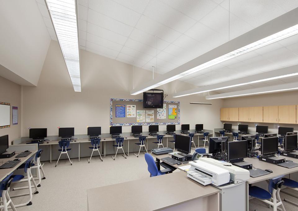 School interior computer lab.