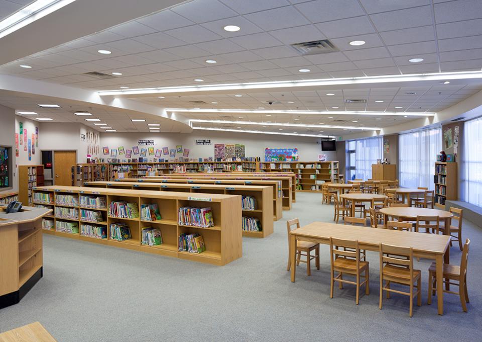 School library with children-size furniture.