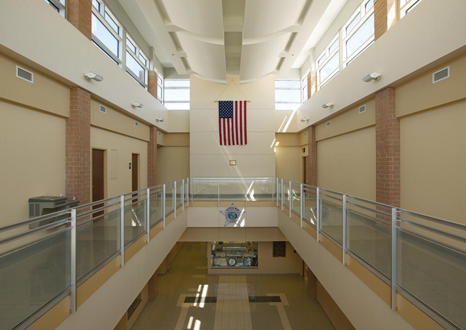 Second story with offices.