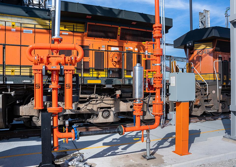 Close-up of fueling and maintenance equipment.